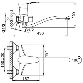 Смеситель для ванны и душа Frap F2201 хром